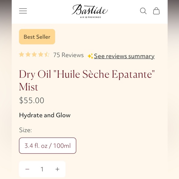 BASTIDE Dry Oil "Huile Sèche Epatante" ORANGE BLOSSOM MIST - Picture 3 of 6